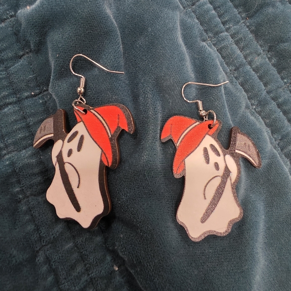 Jewelry - Ghost Earrings with Red Hat